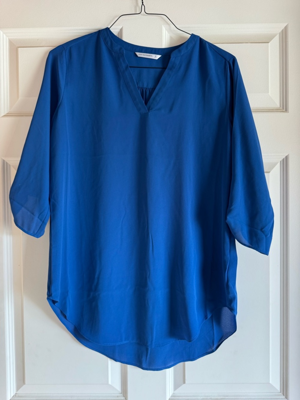 Port Authority Royal Blue Split-Neck Blouse